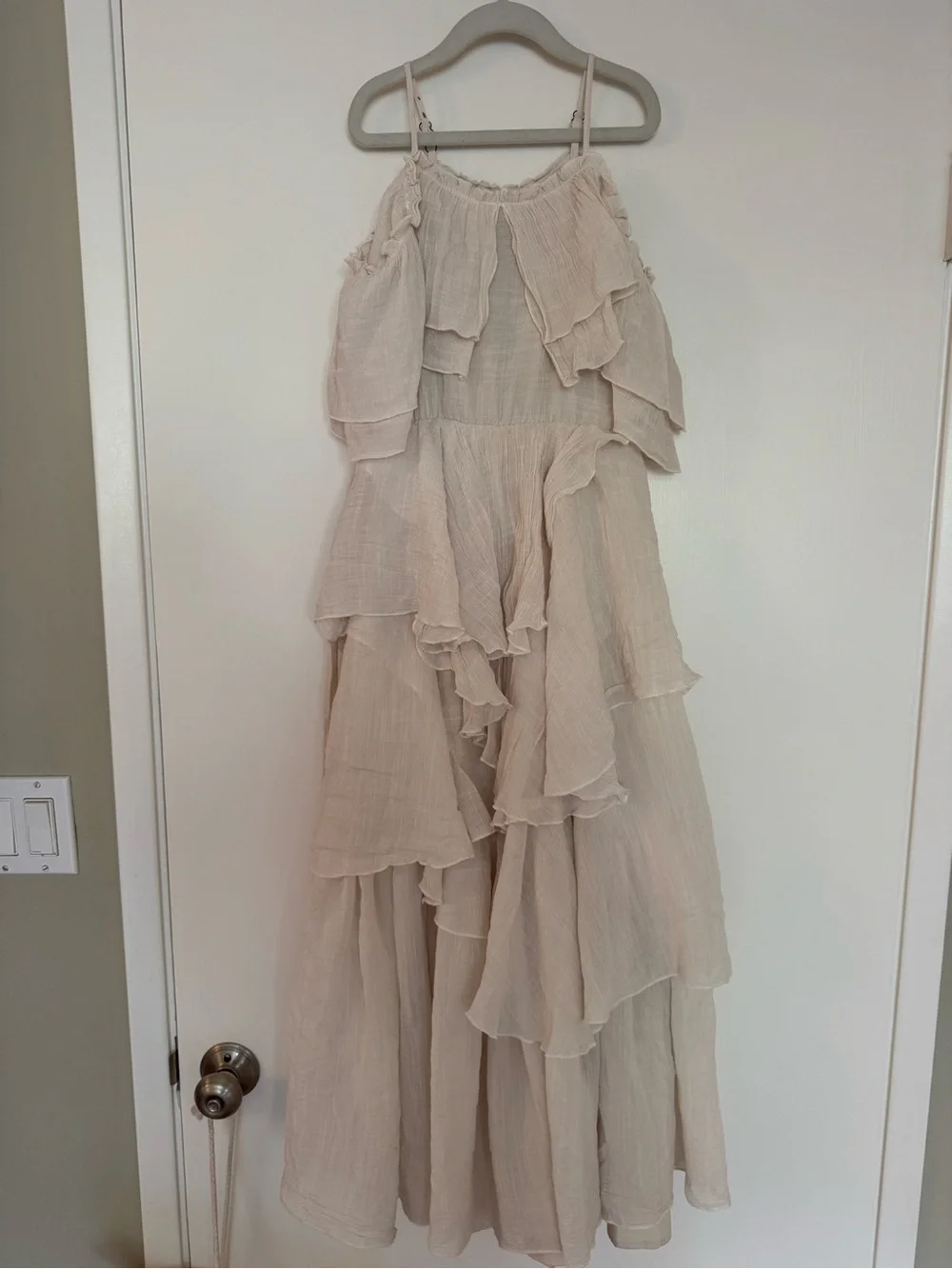 Cream Layered Ruffle Maxi Dress - Picture 3 of 7
